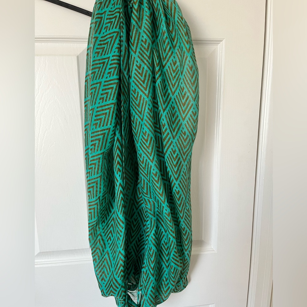 Lightweight teal and brown scarf